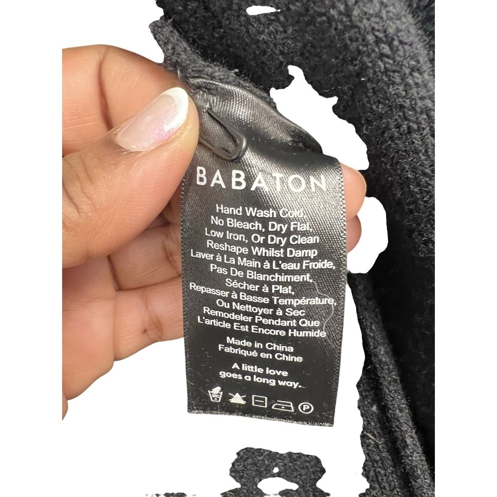 Babaton Wool Cashmere Open Front Cardigan Sweater Black Shawl Collar Medium - Picture 4 of 5